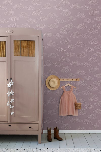 ESTAhome Tapete kleine Wolken Lila - 50 x 900 cm - 131225