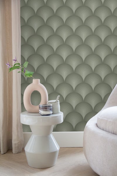 ESTAhome Tapete 3D Muster Olivgrün - 50 x 900 cm - 131121
