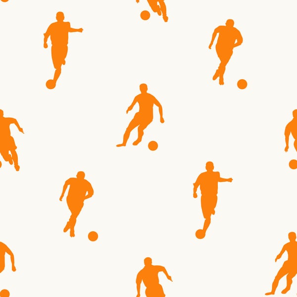 ESTAhome Tapete Fußballspieler Orange und Weiß - 53 cm x 10.05 m - 115871