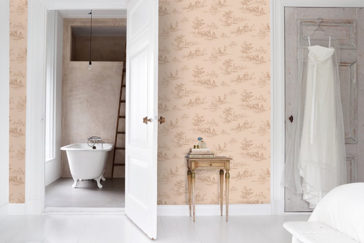 ESTAhome Tapete Toile de Jouy Hellrosa - 50 x 900 cm - 139812
