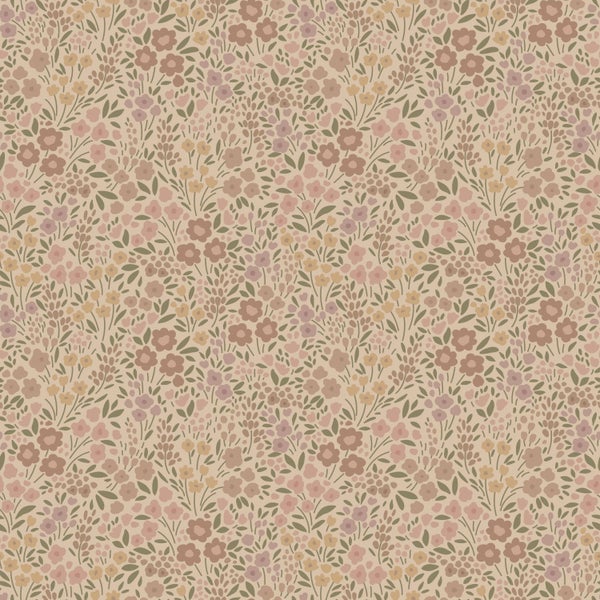 ESTAhome Tapete Blumen helles Altrosa und Lila - 50 x 900 cm - 131456