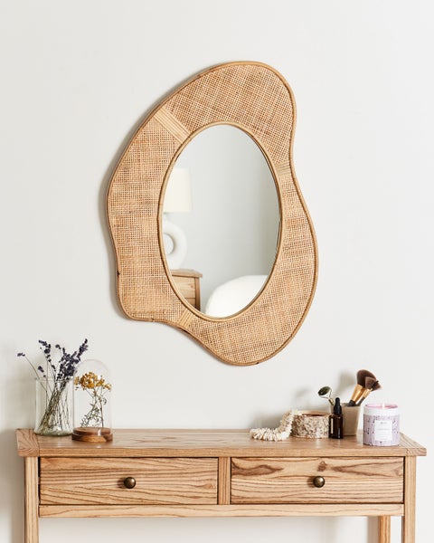 Wandspiegel DORNES 57 cm 77 cm Rattan Naturfarben