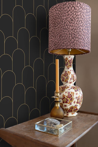 ESTAhome Tapete Art Decó Muster Schwarz und Gold - 50 x 900 cm - 139658