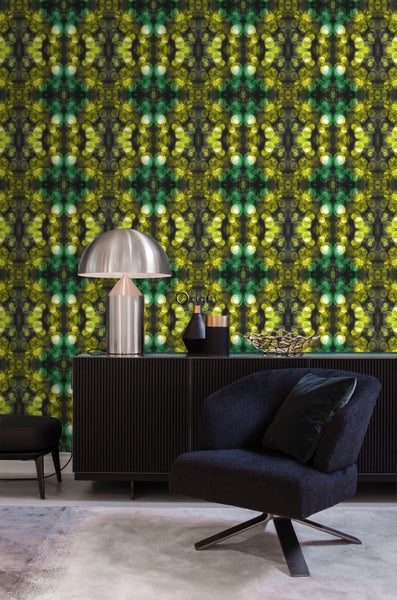 Origin Wallcoverings Tapete Kaleidoskopmuster Gelb und Grün - 53 cm x 10.05 m - 337201