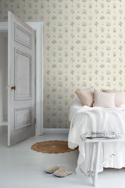 Borastapeter Tapete Blumen Grün und Mehrfarbig - 53 cm x 10.05 m - 662680