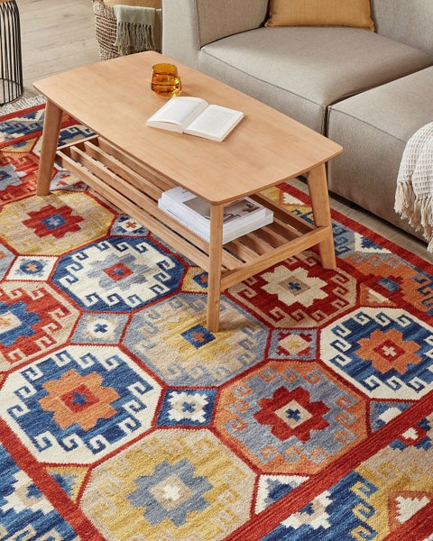 Kelim Teppich Wolle mehrfarbig 160 x 230 cm orientalisches Muster Kurzflor LUSARAT