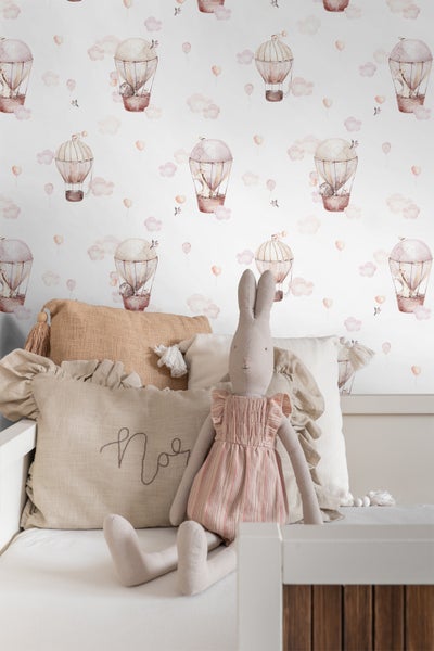 ESTAhome Tapete Luftballons Hellrosa und Beige - 50 x 900 cm - 131091