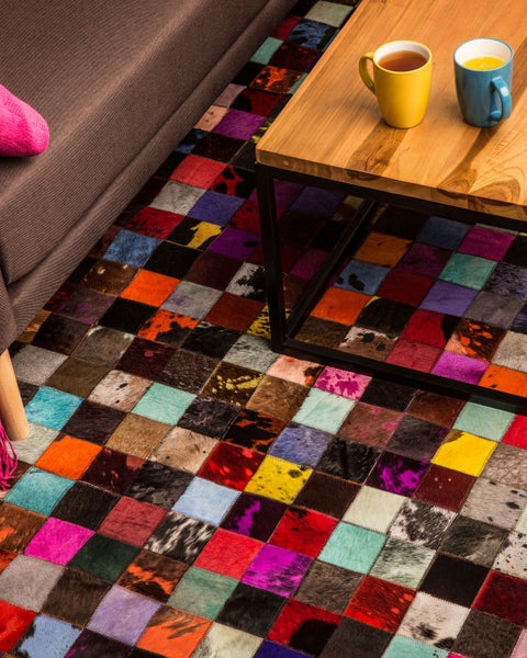 Teppich Kuhfell bunt 200 x 300 cm Patchwork ENNE