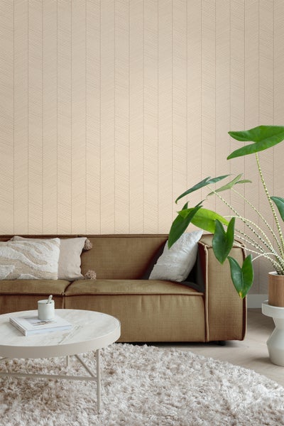 ESTAhome Tapete Fischgrätmuster Pfirsichrosa - 53 cm x 10.05 m - 139450