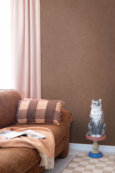 ESTAhome Tapete 3d Wellenförmige Linien Terrakottarosa - 50 x 900 cm - 131370