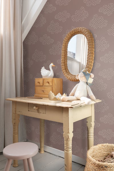 ESTAhome Tapete kleine Wolken Altrosa - 50 x 900 cm - 139979