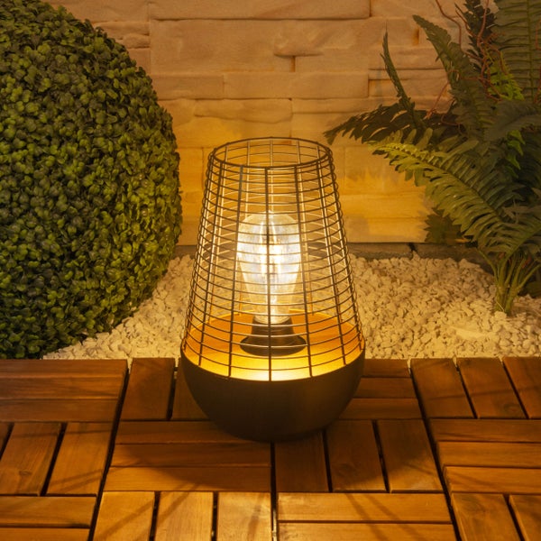 LED Dekoleuchte  27 cm hoch, aus Metall in Schwarz,, fest verbaute LED, Deko für Außen