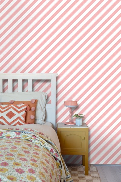 ESTAhome Tapete Streifen Rosa und Weiß - 50 x 900 cm - 139953