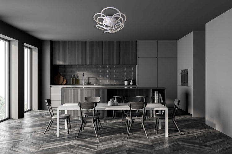 LED Deckenleuchte RIZADO Ø: 57cm aus Metall in satin-nickel und Kunststoff, mit fest verbauten LEDs, Beleuchtung für Wohnräume und Büro.