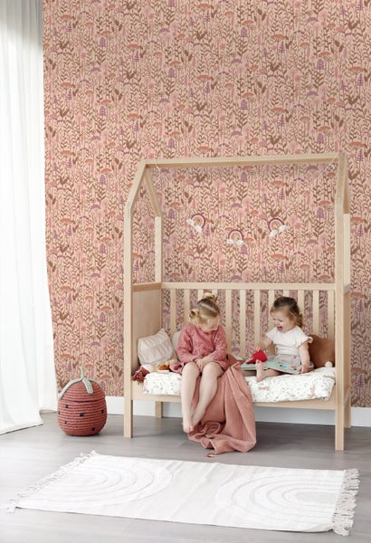 ESTAhome Tapete Feldblumen Altrosa - 50 x 900 cm - 131547