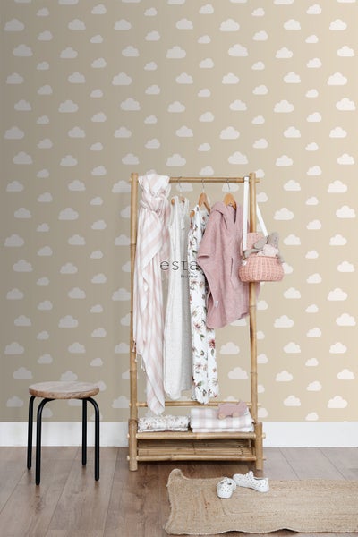 ESTAhome Tapete kleine Wolken Beige - 53 cm x 10.05 m - 139559