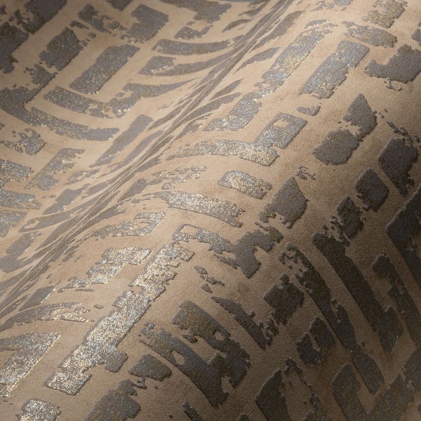 Nahaufnahme einer strukturierten Tapete mit grafischem Muster