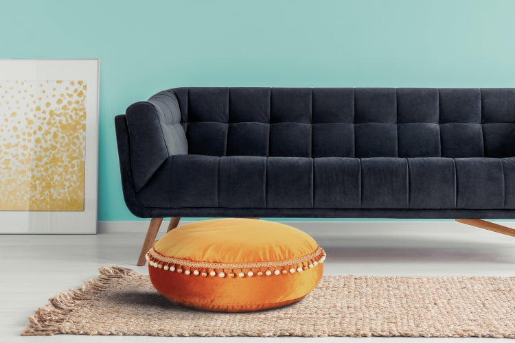 Pouf Hocker samtweich, orientalisches Design Bronze Rund Ø 65 cm