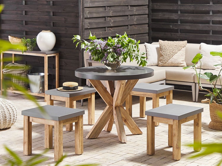 Gartentisch OLBIA 90 cm 90 cm Beton Grau