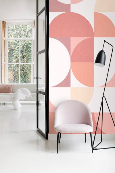 ESTAhome Fototapete Kreise im Bauhaus-Stil Rosa Schattierungen - 250 x 279 cm - 159365