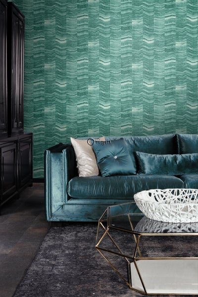 Origin Wallcoverings Tapete Zick-Zack-Mamorstreifen Smaragdgrün - 53 cm x 10.05 m - 337248