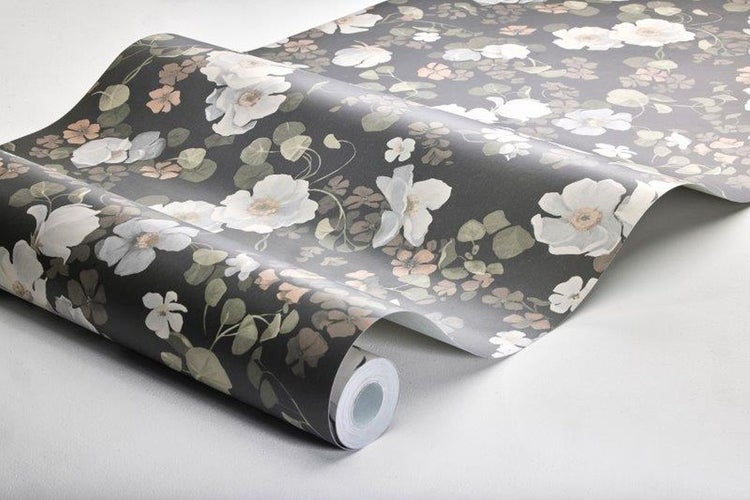 Borastapeter Tapete Blumen Grau - 53 cm x 10.05 m - 660285