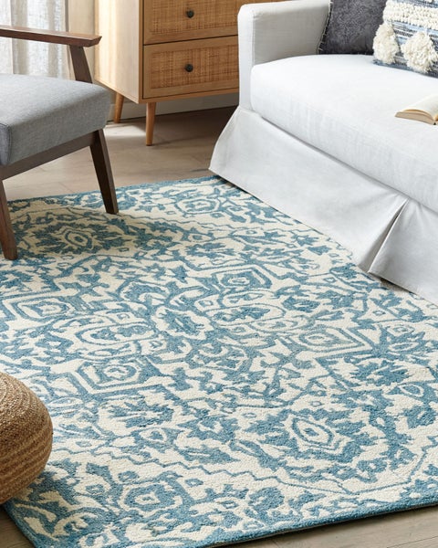 Teppich AHMETLI Blau 200 x 200 cm Wolle