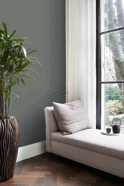 Origin Wallcoverings Tapete Fischgrätmuster Grüngrau - 53 cm x 10.05 m - 347660