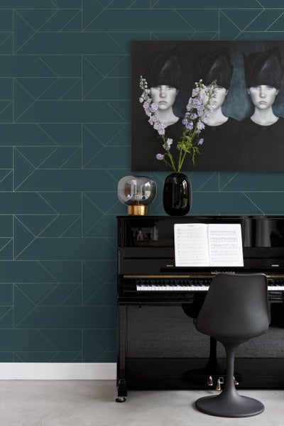 Origin Wallcoverings Tapete grafische Linien Dunkelblau - 0,53 x 10,05 m - 347725