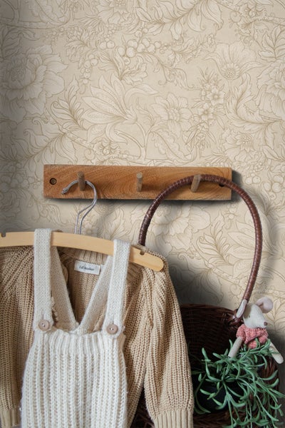 ESTAhome Tapete Blumenmuster Beige - 53 cm x 10.05 m - 139795
