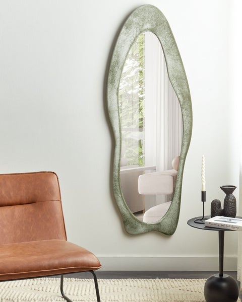 Wandspiegel REIGNY 57 cm 160 cm Samtstoff Olivgrün