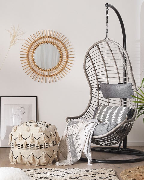 Hängesessel mit Gestell PINETO Polyrattan Grau