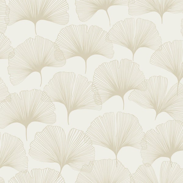 Origin Wallcoverings Tapete Ginkgoblätter Beige und Gold - 53 cm x 10.05 m - 347730