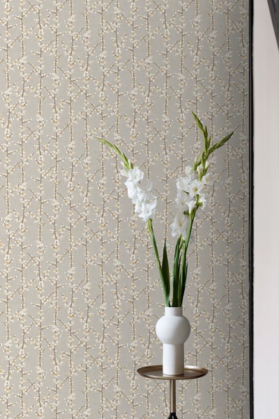 Sanders und Sanders Tapete Blüte Beige und Weiß - 53 cm x 10 m - 640180