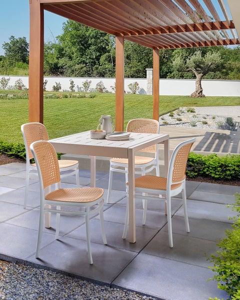 Esszimmerstuhl 4er Set PLOSE Weiß / Beige