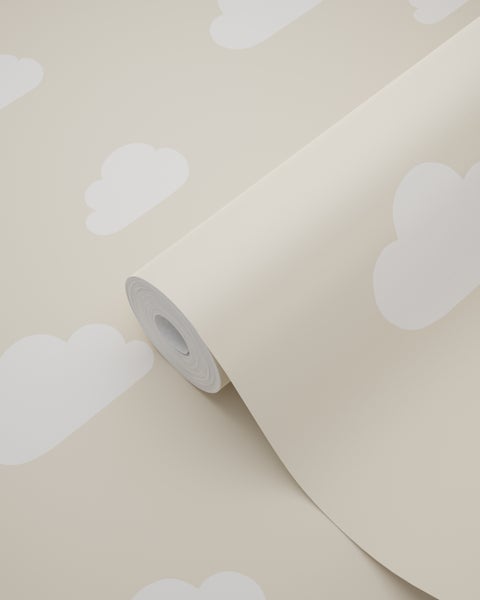 ESTAhome Tapete kleine Wolken Beige - 53 cm x 10.05 m - 139559