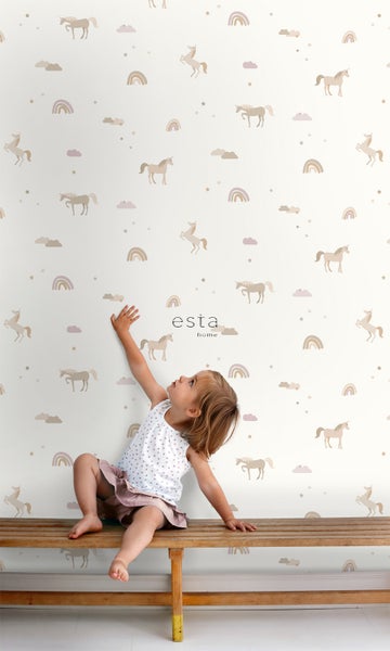 ESTAhome Tapete Einhörner Beige - 50 x 900 cm - 139539