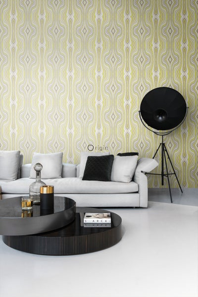 Origin Wallcoverings Tapete grafische Linien Ockergelb - 53 cm x 10.05 m - 347225