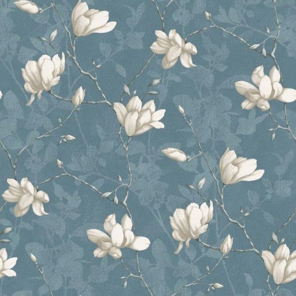 Borastapeter Tapete Magnolie Graublau - 53 cm x 10.05 m - 660433