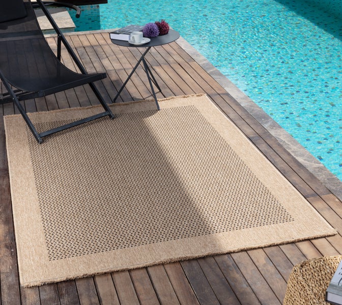 In-/Outdoor-Teppich mit Jute-Look Beige/Schwarz 120x170 cm LORI