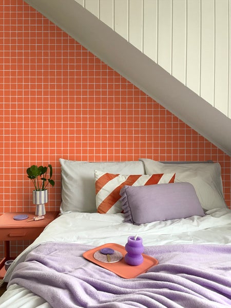 ESTAhome Tapete Karomuster Orange - 50 x 900 cm - 131270