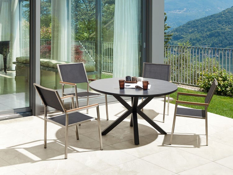Gartenmöbel Set 4-Sitzer MALETTO/GROSSETO Metall Marmor Optik Grau