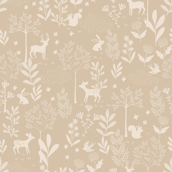 ESTAhome Tapete Wald mit Waldtieren Beige - 53 cm x 10.05 m - 139757