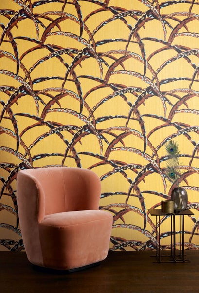 Tapete mit Blättern und Früchten