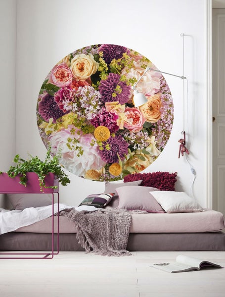 Sanders und Sanders selbstklebende runde Tapete Blumen Multicolor - Ø 125 cm - 611806