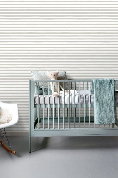 ESTAhome Tapete gemalte Streifen Beigebraun und Weiß - 53 cm x 10.05 m - 138968
