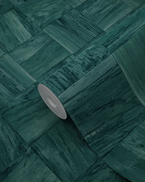 Origin Wallcoverings Tapete quadratische Holzstücke Petrolblau - 50 x 900 cm - 347933