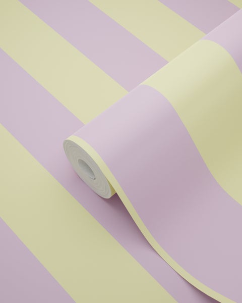 ESTAhome Tapete Streifen Pastellgelb und Violett - 53 cm x 10.05 m - 139912