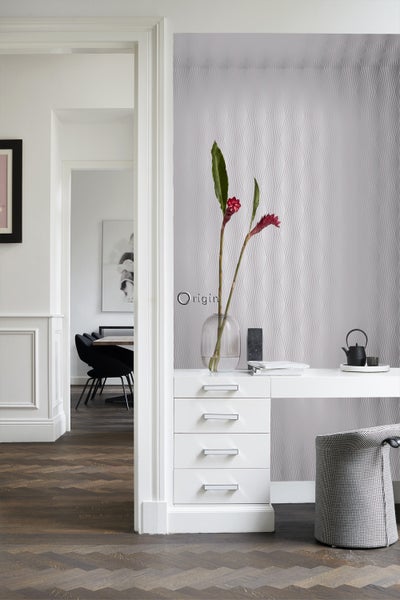 Origin Wallcoverings Tapete grafisches Muster Hellflieder Grau - 53 cm x 10,05 m - 347344
