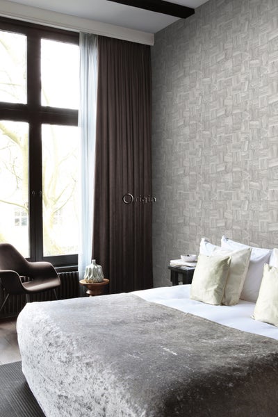 Origin Wallcoverings Tapete quadratische Holzstücke Hellgrau - 53 cm x 10.05 m - 347518
